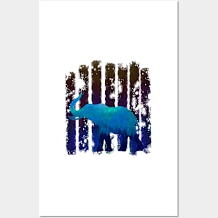 Elephant in the blue forest Posters and Art